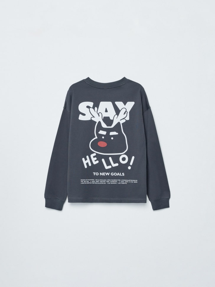 лонгслив оверсайз с новогодним принтом для мальчиков 4680798781150 по низкой цене