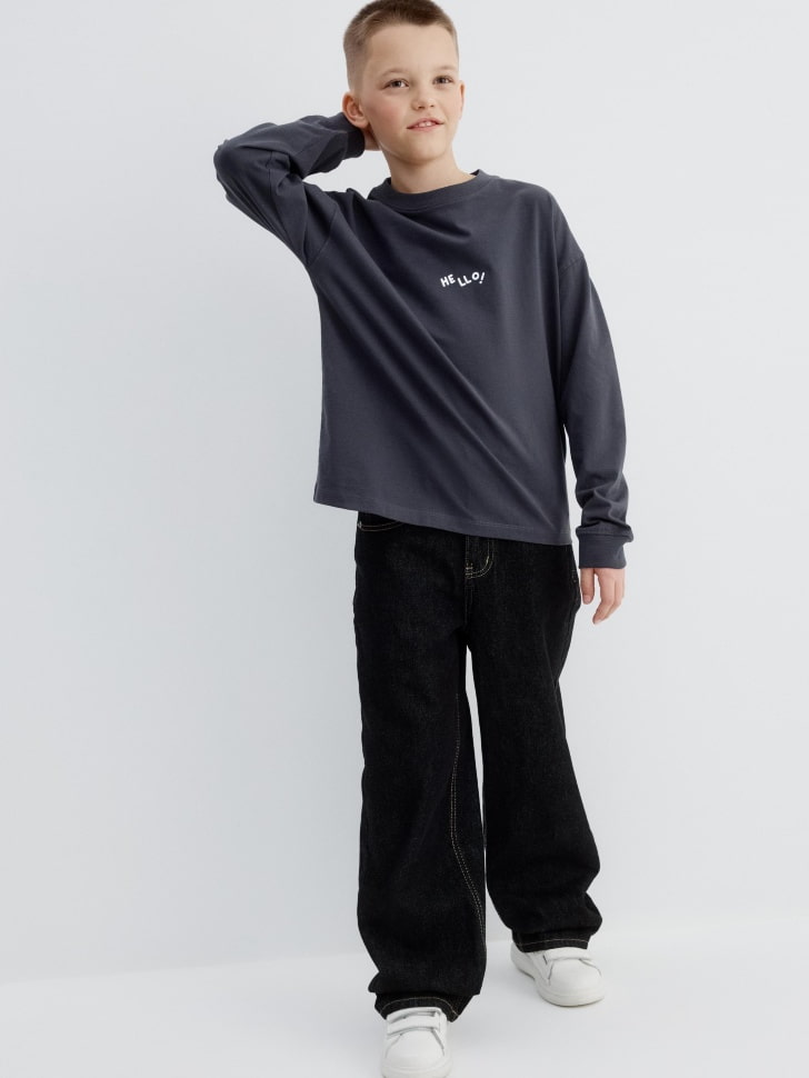 лонгслив оверсайз с новогодним принтом для мальчиков 4680798781150 по акции