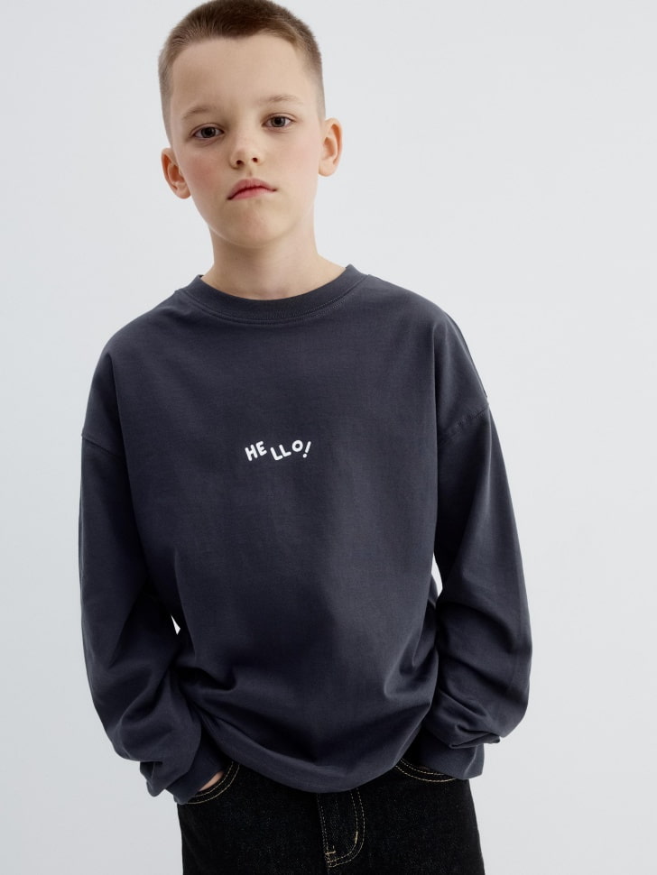 лонгслив оверсайз с новогодним принтом для мальчиков 4680798781150 в интернет магазине