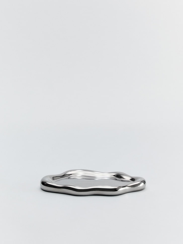 Декоративное блюдо из фарфора, серебристый, арт. nd001