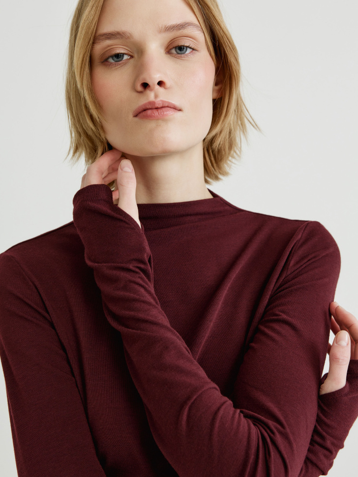 лонгслив с содержанием шелка и шерсти 4610517273000 в интернет магазине