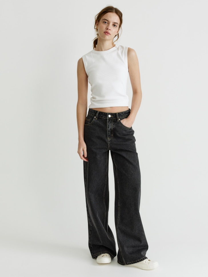 джинсы boyfriend из хлопка спереди