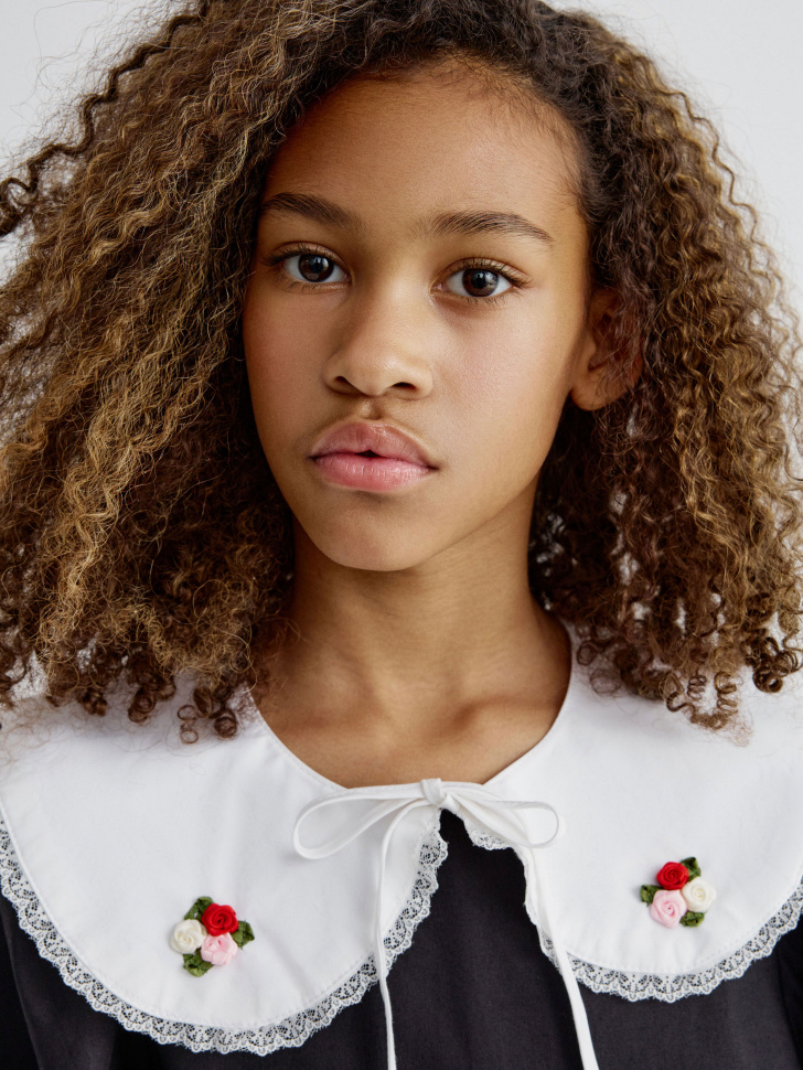 черное платье со съемным воротником для девочек 4610517229243 в интернет магазине