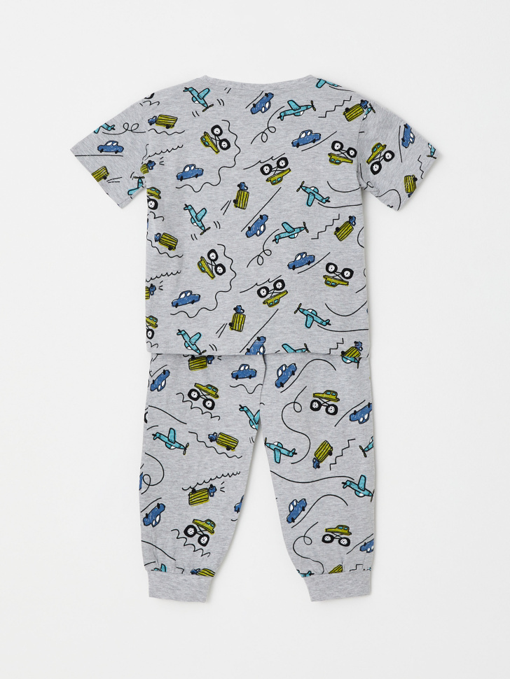 Трикотажная пижама с принтом для мальчиков (серый, 104-110 (4-5 YEARS)) sela 4680129221041 - фото 2