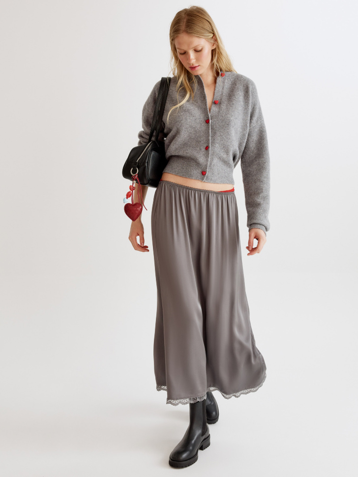 юбка миди из вискозного сатина с кружевом 4610517248169 фотография