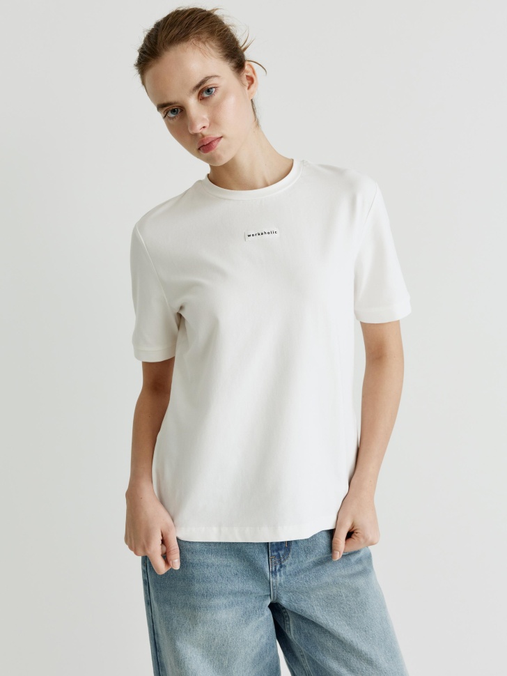 Футболка SELA с патчем, белый, арт. 34544