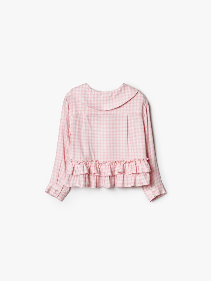 нарядна блузка в клетку для девочек от бренда sela вид слева