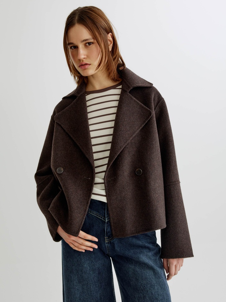 

Укороченное двубортное полупальто из смесовой шерсти, SL6803011127