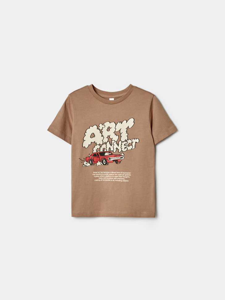 Детская футболка Sela оверсайз с принтом, бежевый, арт. 39114