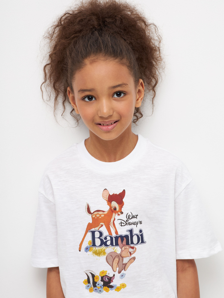 

Футболка с принтом Disney Bambi для девочек, Белый