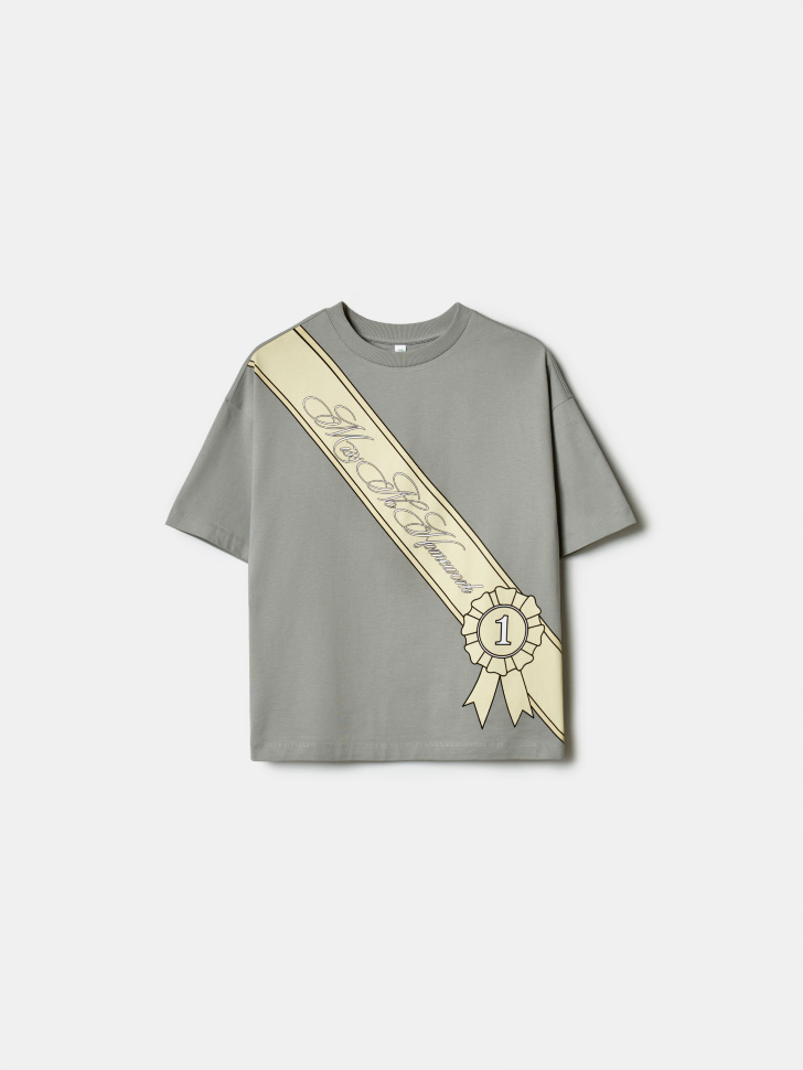 Футболка SELA оверсайз с принтом, серый, арт. 43407