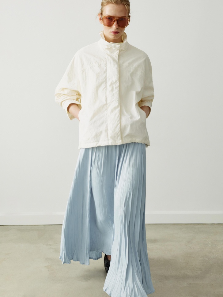 Юбка SELA миди жатая, голубой, арт. 42800