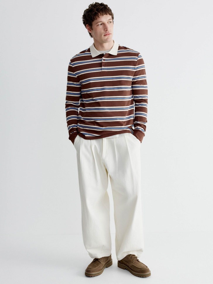 джемпер-поло в полоску от бренда sela вид слева