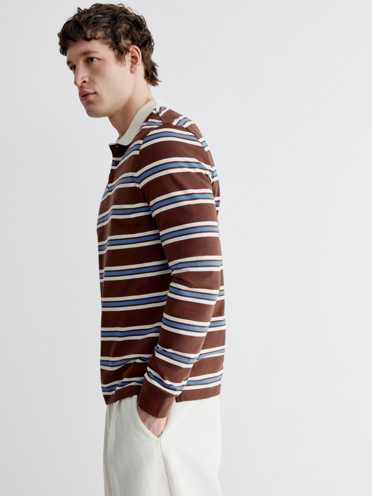 джемпер-поло в полоску из россии вид сбоку