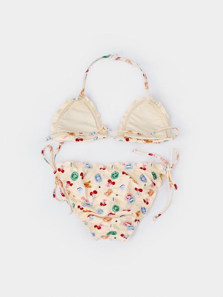 раздельный купальник с принтом для девочек от бренда sela вид слева