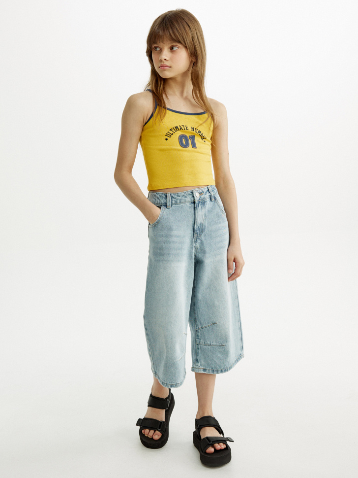 укороченный топ с принтом для девочек от бренда sela вид слева