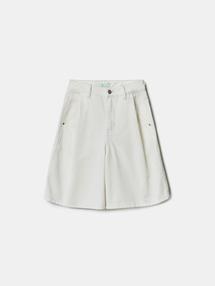 Широкие джинсовые шорты Sela, белый, арт. 52060