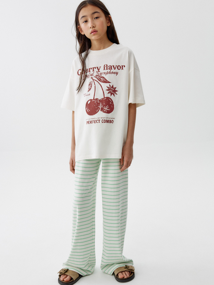 широкие брюки в полоску для девочек 4640611067977 фотография