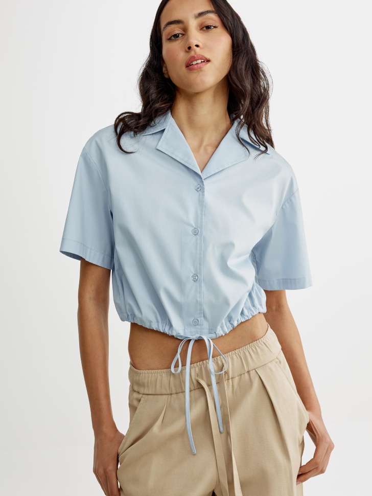 Рубашка Sela укороченная, голубой, арт. 53584
