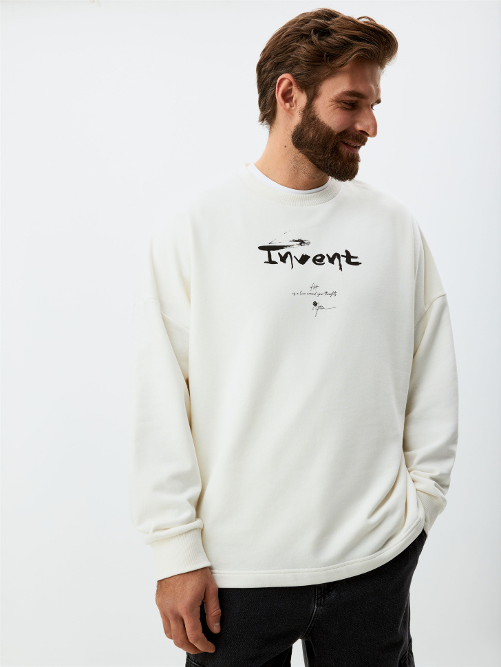 

Лонгслив из футера с принтом