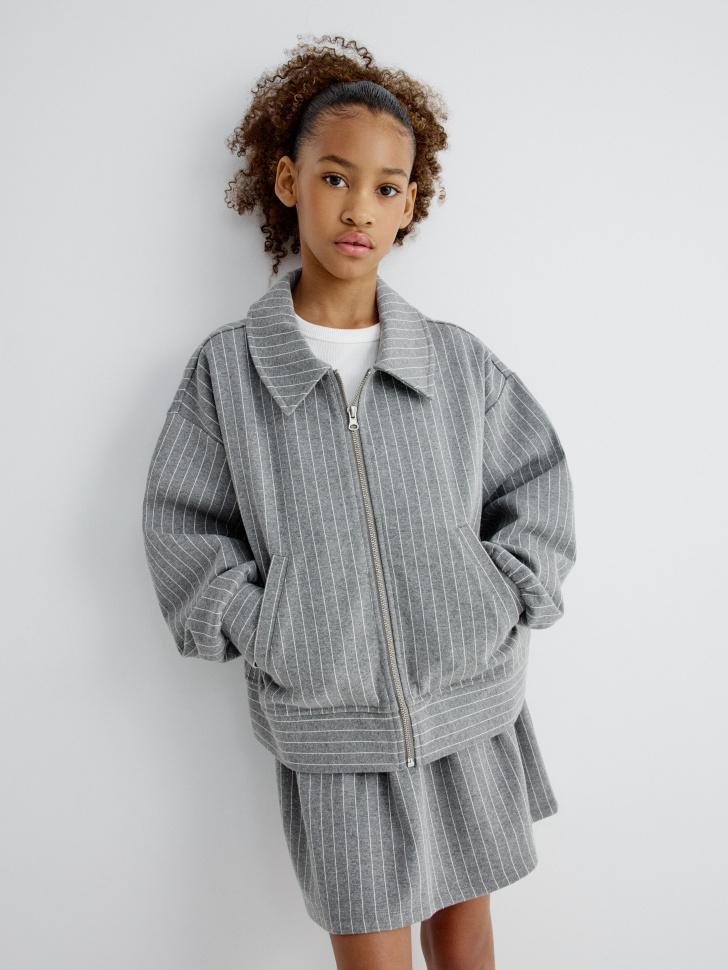 Трикотажный жакет Sela в полоску, разноцветный, арт. 34440