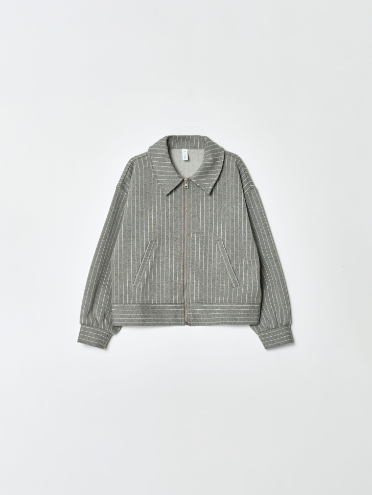 трикотажный жакет в полоску для девочек из россии вид сбоку