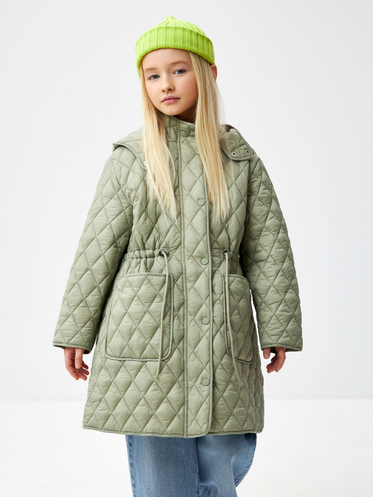 Стеганое пальто для девочек (зеленый, 146) sela 4680168253614 - фото 1