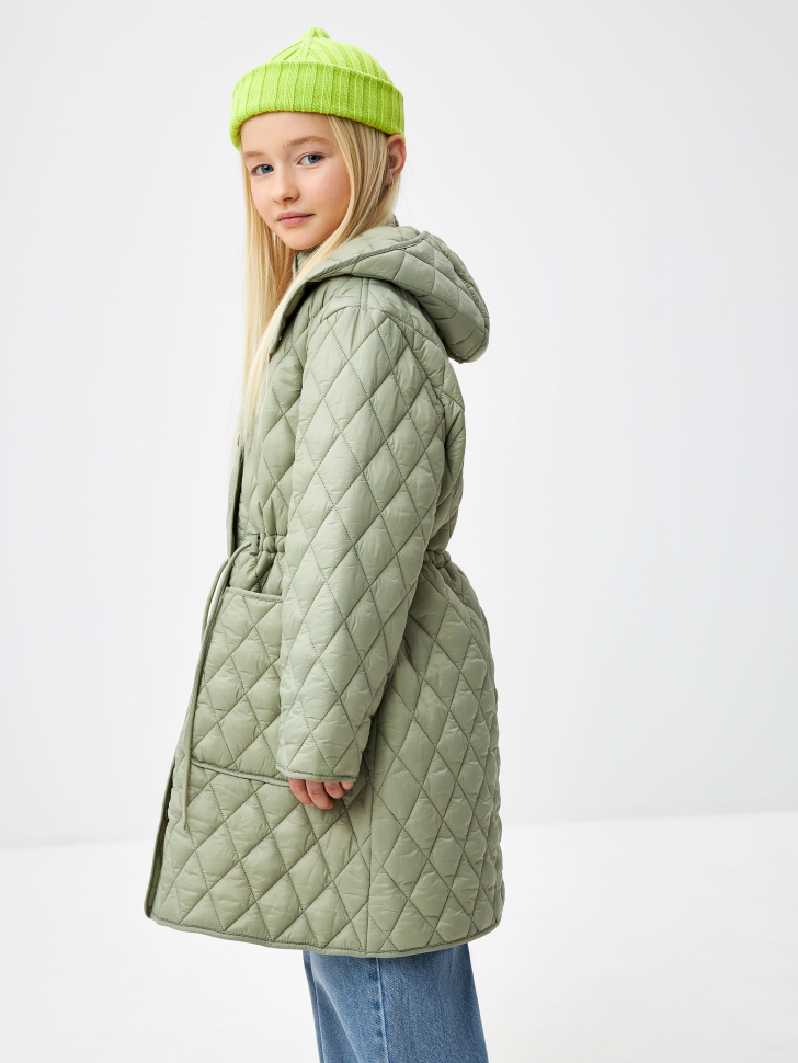 Стеганое пальто для девочек (зеленый, 146) sela 4680168253614 - фото 3