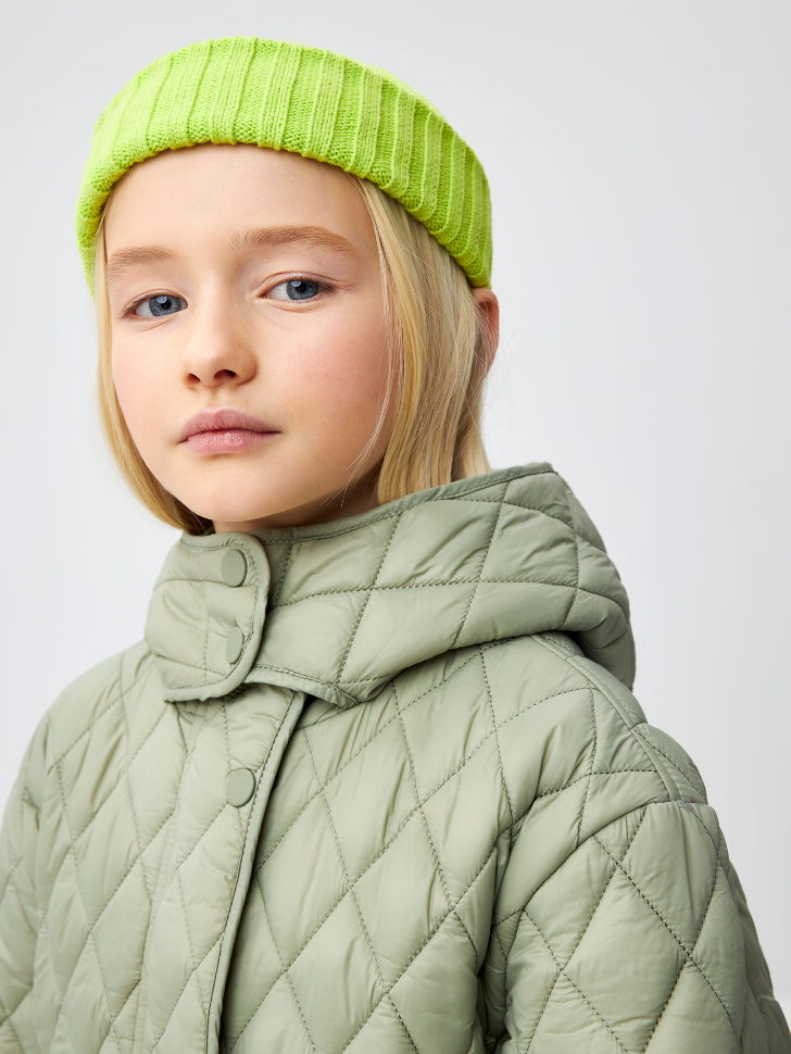 Стеганое пальто для девочек (зеленый, 140) sela 4680168253607 - фото 2