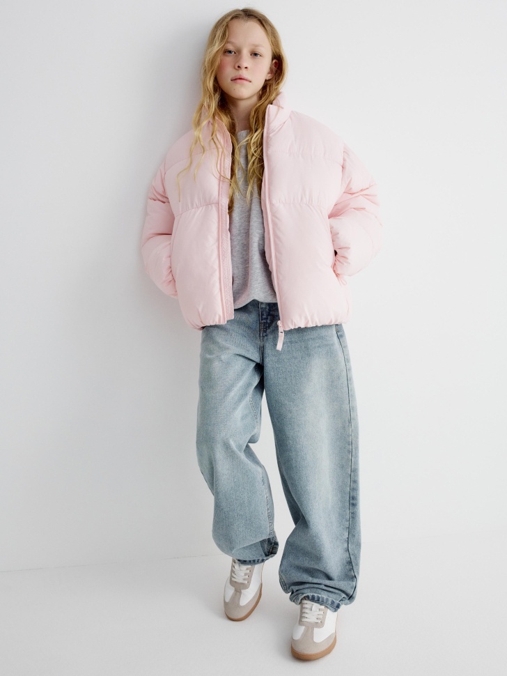 дутая стеганая куртка для девочек от бренда sela вид слева