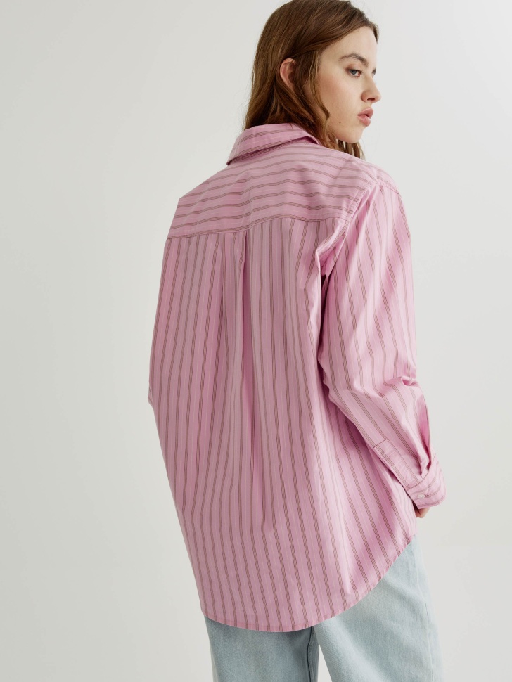 рубашка оверсайз из 100% хлопка в полоску по цене 2999 руб вид справа