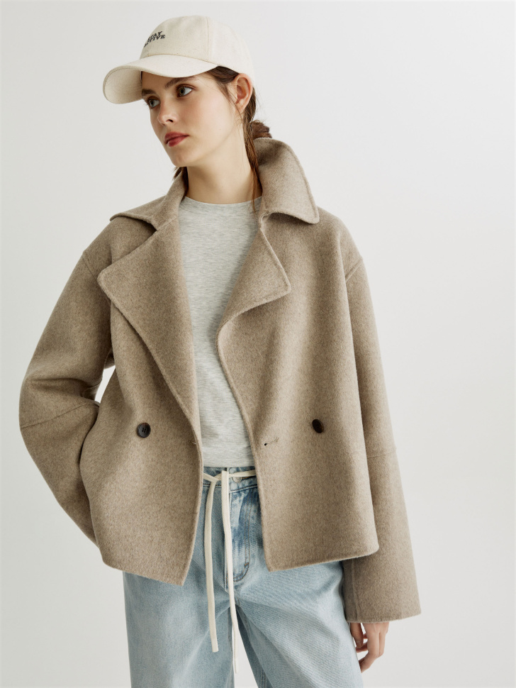 Полупальто SELA укороченное двубортное, бежевый, арт. 41712