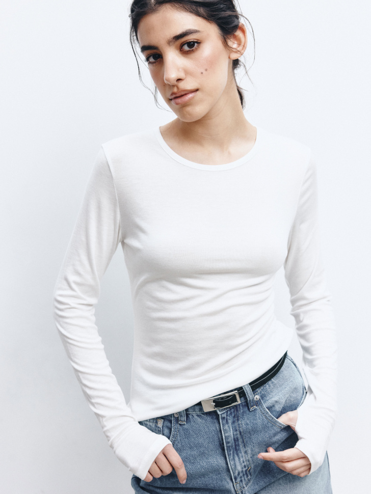 Лонгслив SELA из тенселя и шерсти, белый, арт. 41666