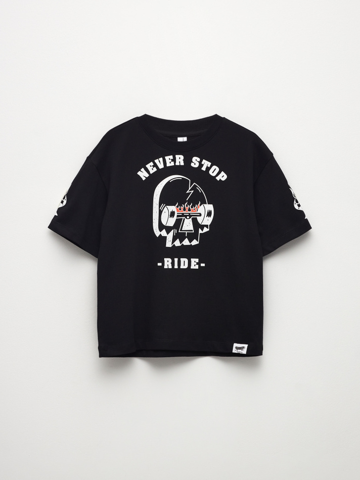 

Футболка с принтом для мальчиков, Черный