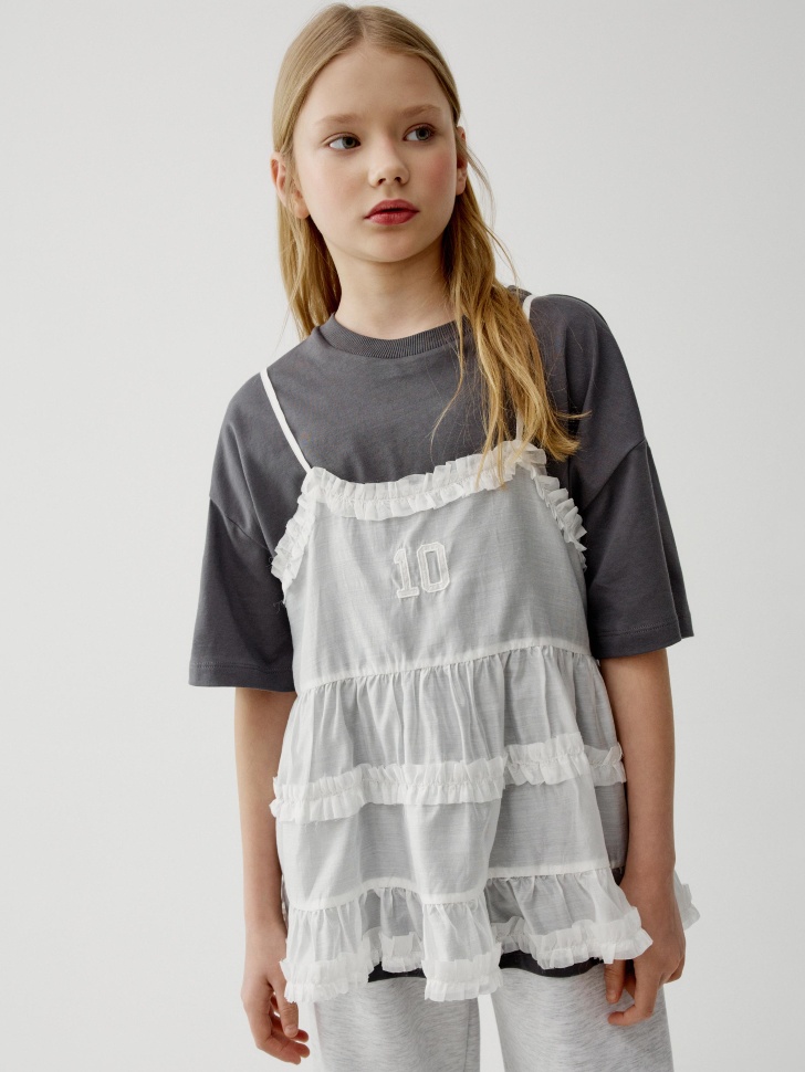топ из смесового тенселя с оборками для девочек по цене 1999 руб вид справа