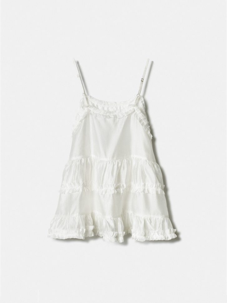 топ из смесового тенселя с оборками для девочек из россии вид сбоку