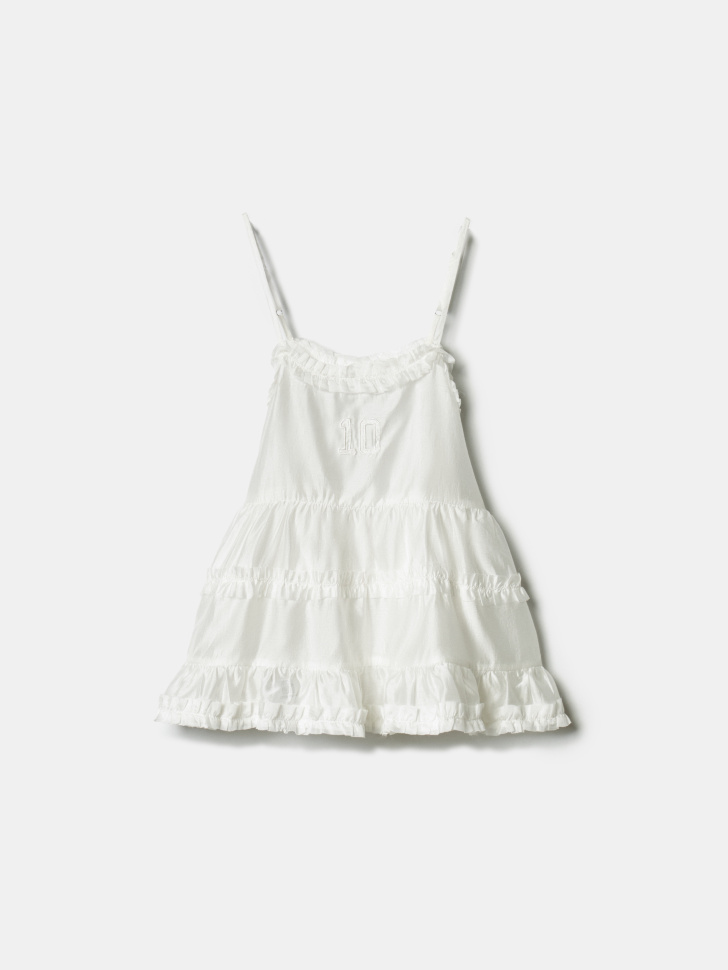 топ из смесового тенселя с оборками для девочек из тенселя спереди