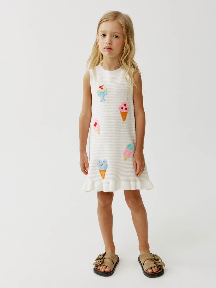 вязаное платье с вышивкой для девочек 4610517911810 фотография