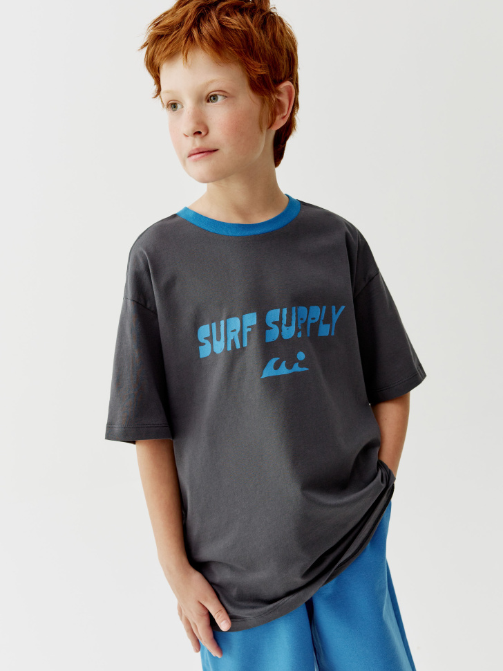 Футболка оверсайз Sela с принтом, серый, арт. 52826