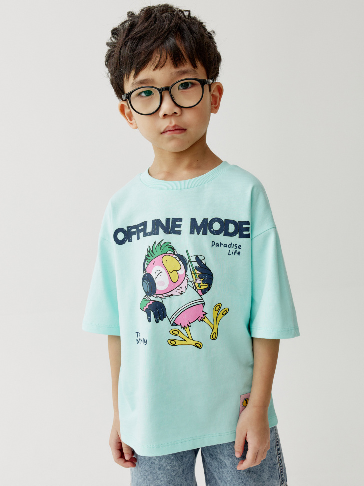 Футболка Sela оверсайз с принтом, зеленый, арт. 53627