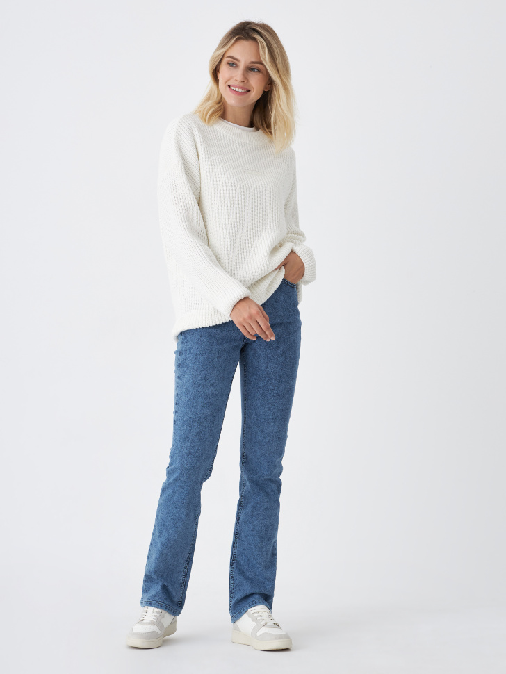 Утепленные прямые джинсы (синий, XL)