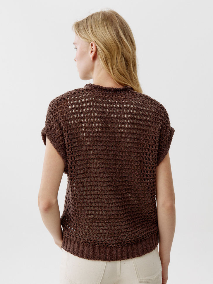 кардиган с коротким рукавом фактурной вязки по цене 3299 руб вид справа