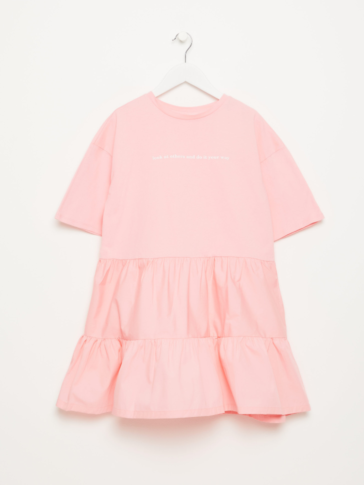

Ярусное платье-футболка для девочек, Розовый