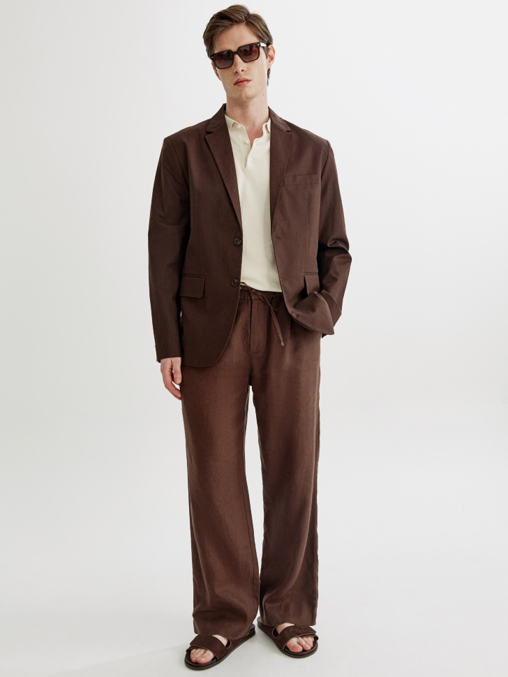 Брюки SELA из премиального льна, коричневый, арт. 50469