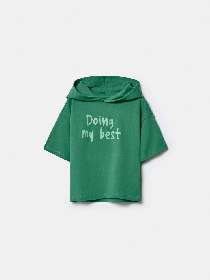 футболка оверсайз с капюшоном для мальчиков по цене 1299 руб вид справа