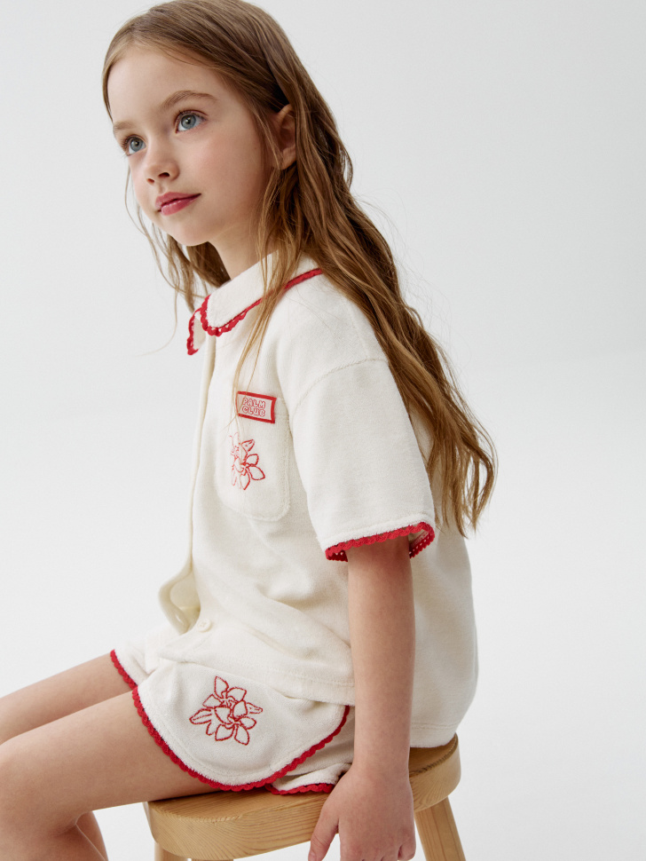 Махровые шорты с вышивкой Sela, белый, арт. 53684