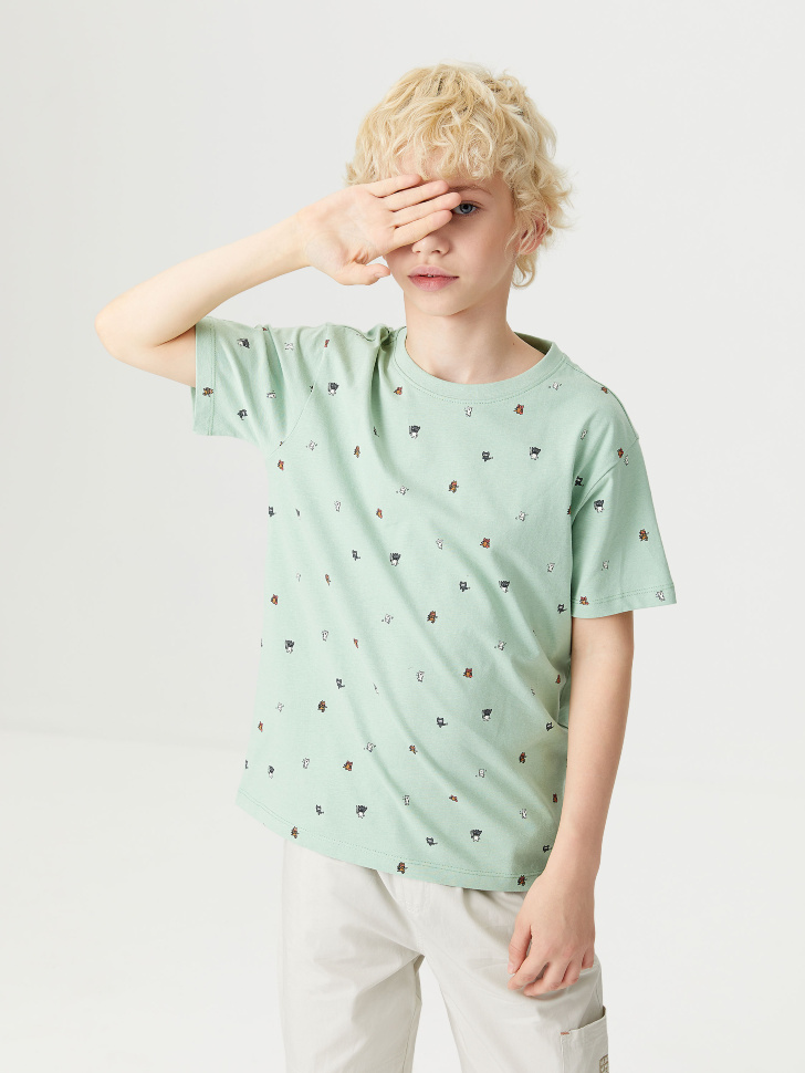 

Футболка с принтом для мальчиков, Зеленый
