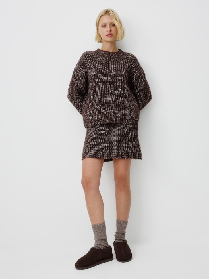 вязаная мини юбка с содержанием шерсти 4610517182432 с промокодом