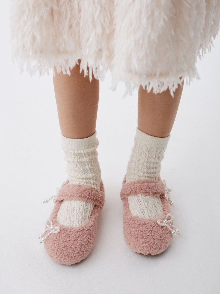 меховые балетки с бантиками для девочек 4610517224255 фотография