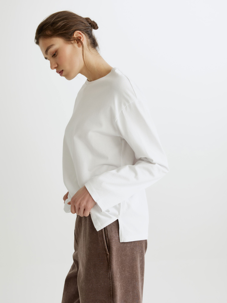 лонгслив anna oversize fit для взрослого возраста с изнаночной стороны